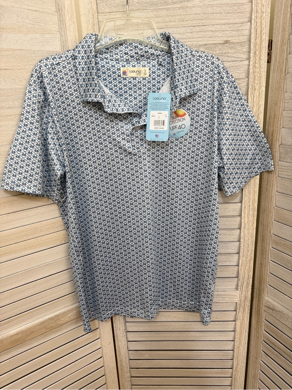 Laguna B Men's Navy & White Geometric Polo